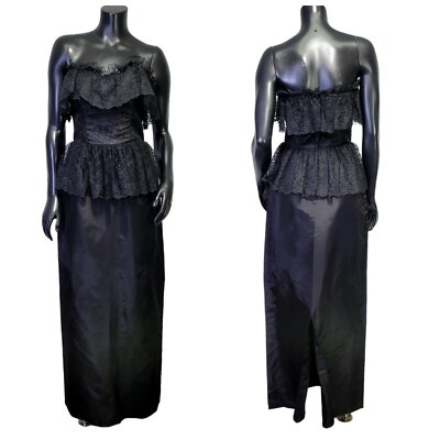 Vintage 80s 90s Jolie Madame Black Strapless Lace Maxi Gothic Prom Formal Dress | eBay | eBay US