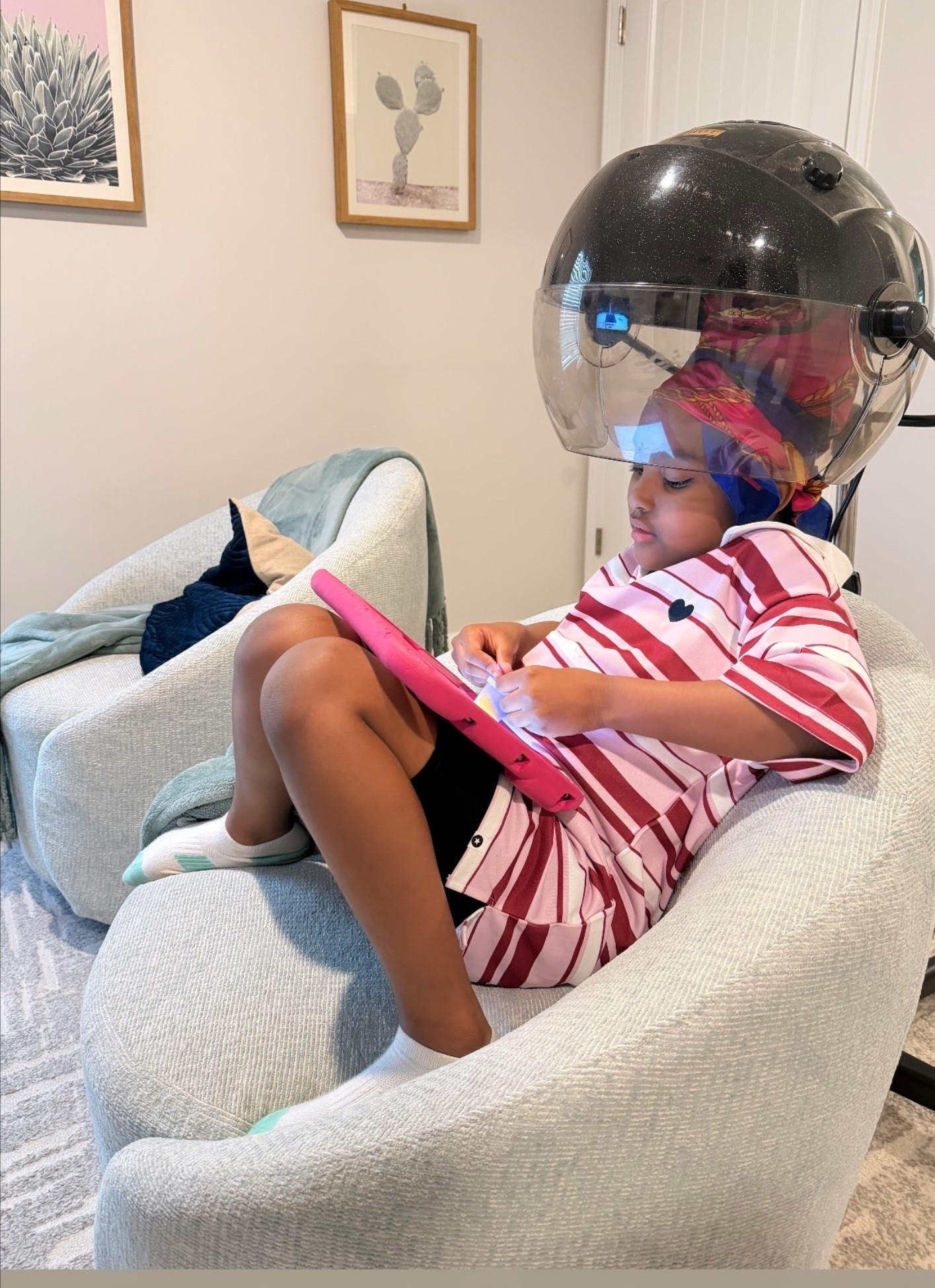 We got the hair salon at home.
