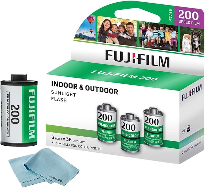 FUJIFILM 200 Color Negative Film (35mm Roll Film, 36 Exposures, 3-Pack) + BluebirdSales Microfibe... | Amazon (US)