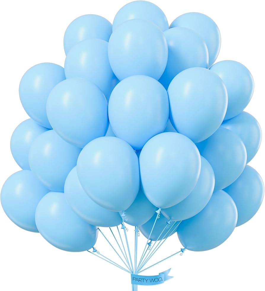 PartyWoo Light Blue Balloons, 100 pcs 12 Inch Matte Blue Balloons, Blue Balloons for Balloon Garl... | Amazon (US)