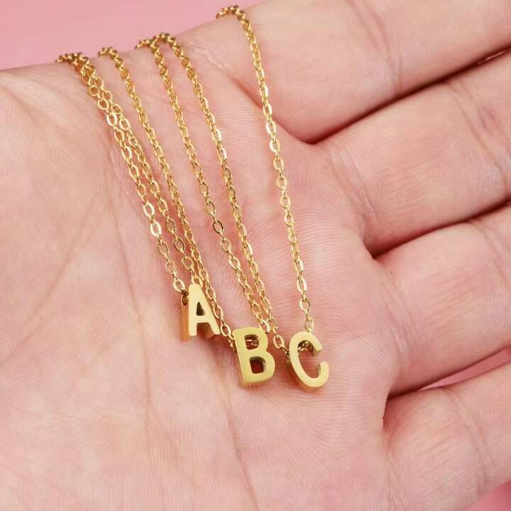 26pcs American-european Style Stainless Steel Short Collarbone Chain Personalized Initial Name Le... | SHEIN