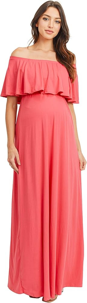 Maternity Dress Off Shoulder Maxi Pregnant Women Baby Shower Photoshoot | Amazon (US)