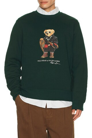Polo Ralph Lauren Novelty Holiday Bear Crewneck Sweatshirt in Moss Agate from Revolve.com | Revolve Clothing (Global)