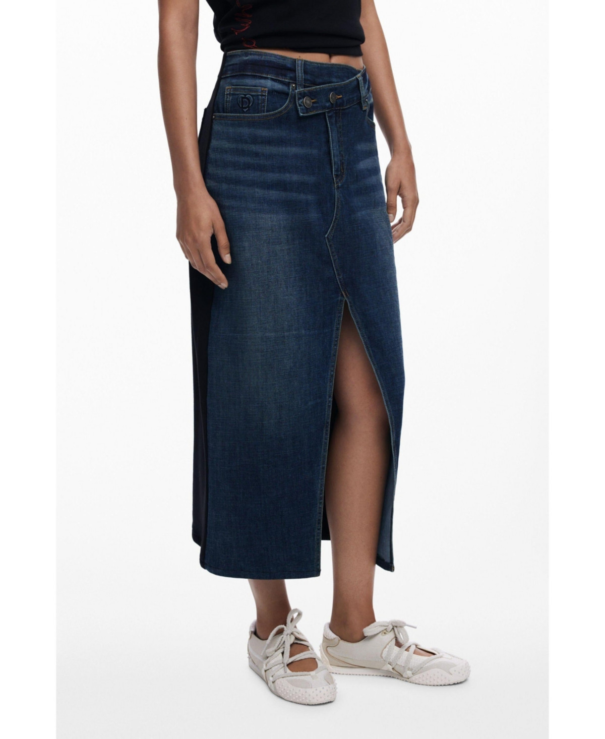 Desigual Women's Combined denim midi skirt - Medium blue | Macy's