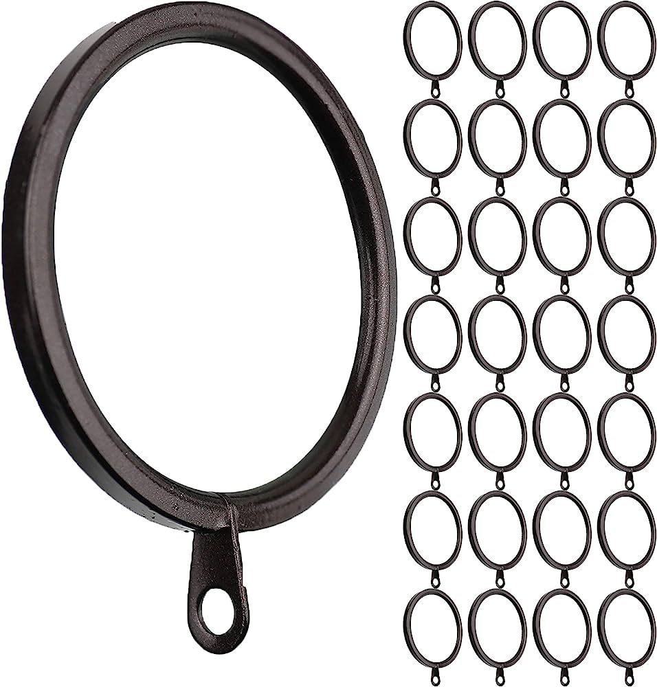 Meriville 28 pcs Oil-Rubbed Bronze 2-Inch Inner Diameter Metal Flat Curtain Rings with Eyelets | Amazon (US)
