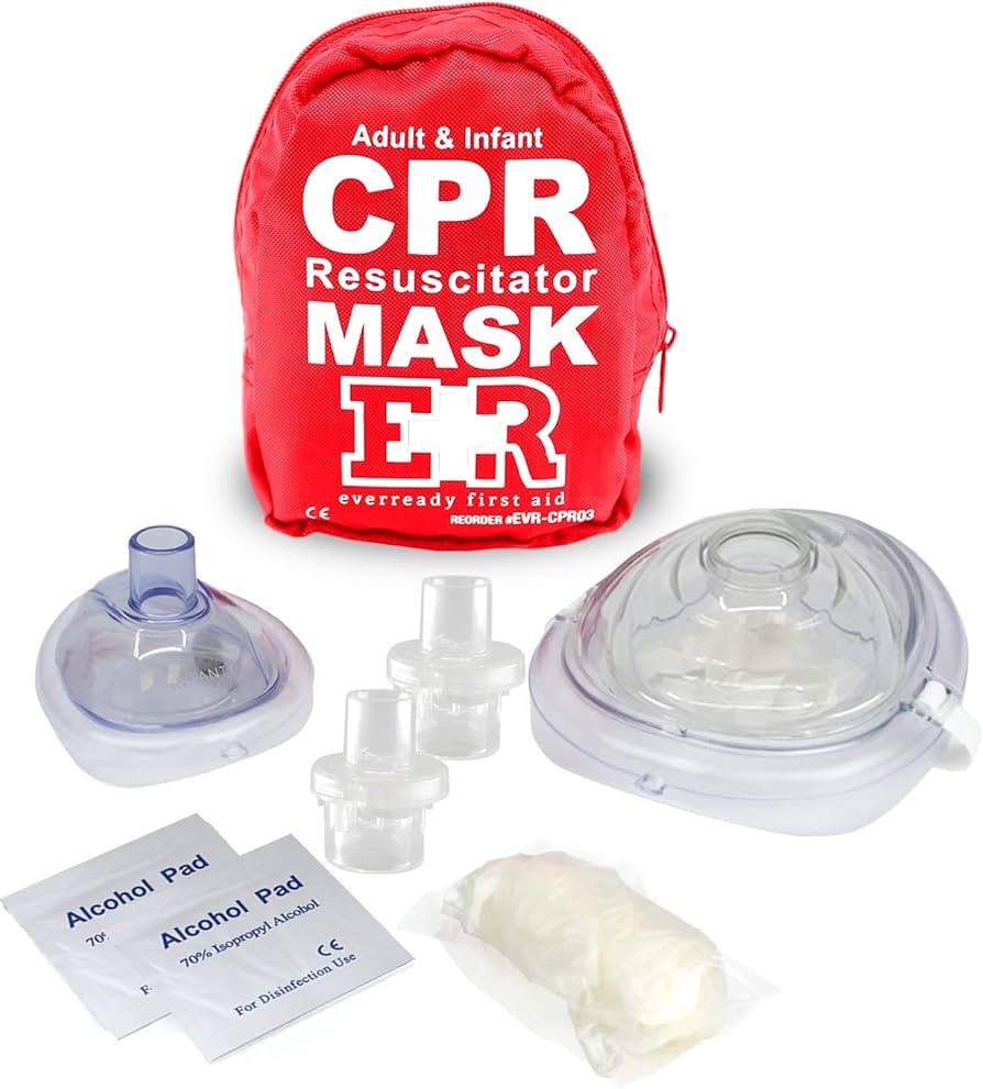 Adult and Infant CPR Mask Combo Kit – Includes 2 CPR Masks with One-Way Valves, Pair of Vinyl G... | Amazon (US)