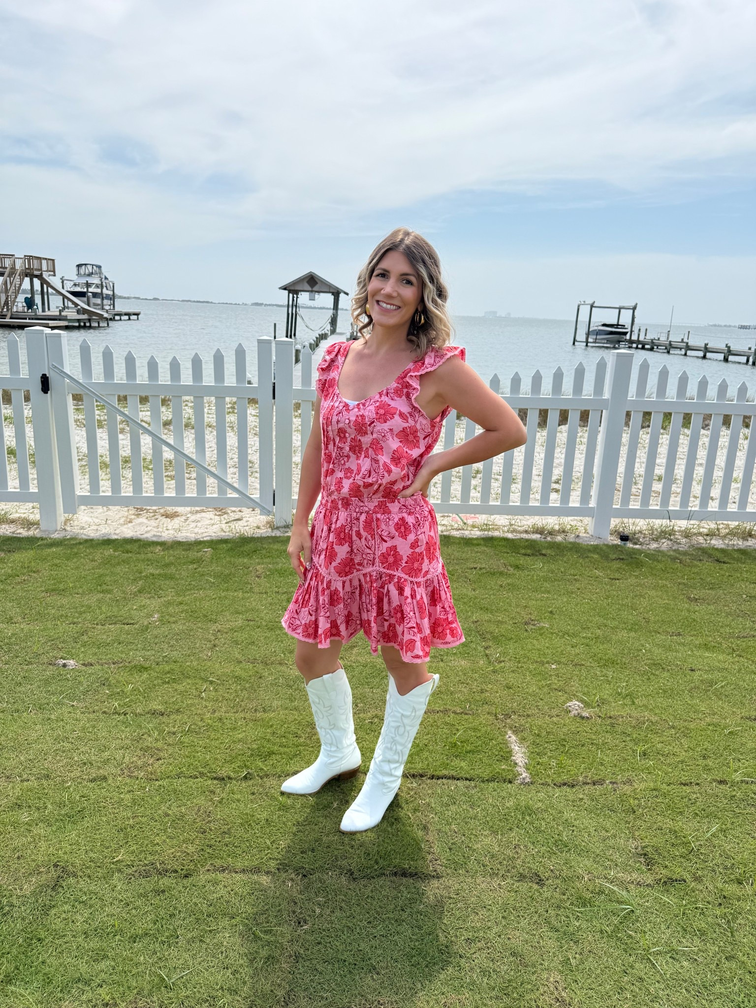 Forever grabbing my Easter outfit at the last second but this two piece set really came together. Love the floral southern vibe and these white cowgirl/western boots have become a staple the last couple of years in my closet 

#LTKShoeCrush #LTKSeasonal #LTKFindsUnder50