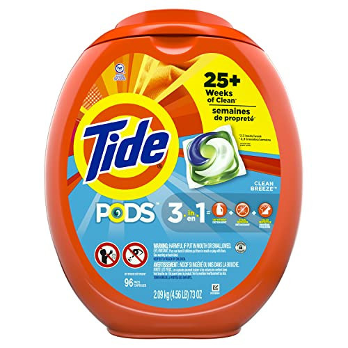 Tide PODS Laundry Detergent Soap PODS, High Efficiency (HE), Clean Breeze Scent, 96 Count (Packaging May Vary) | Amazon (US)