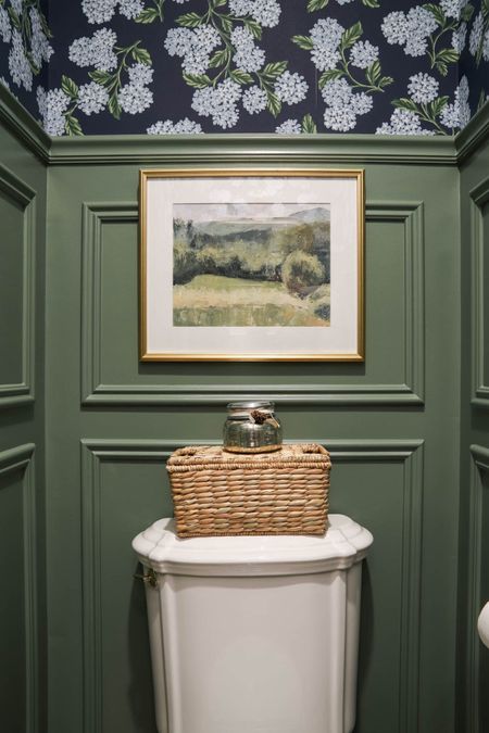 My powder room features this nice summer print, seagrass basket, and candle.

#LTKhome