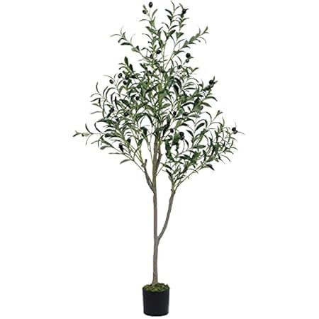 CROSOFMI Artificial Olive Tree Plant 6 Feet Fake Topiary Silk Tree, Perfect Faux Plants in Pot for I | Amazon (US)