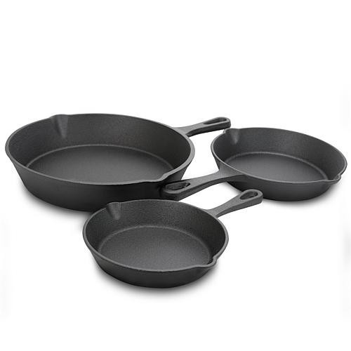 General Store Addlestone 3 pc 10"", 8"" & 6"" Skillet Set - Asst. Sizes - Round - Black - Preseasoned - | HSN