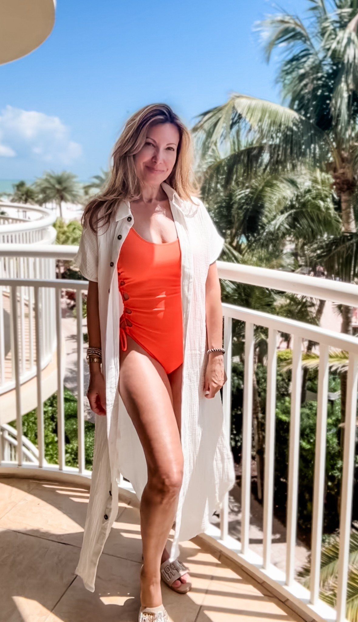 Long and light weight cover up shirt dress and orange one piece bathing suit.

Resort wear, beach wear, swimsuit, vacation wear. 

#LTKStyleTip #LTKSeasonal #LTKSwim