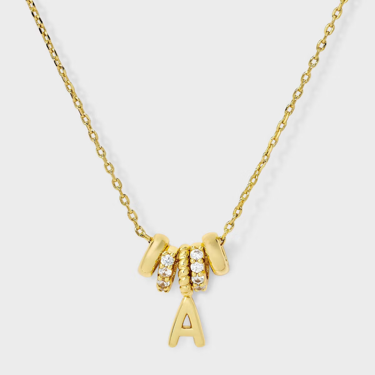 14K Gold Dipped Cubic Zirconia Rondelle A Initial Necklace - A New Day™ Gold | Target