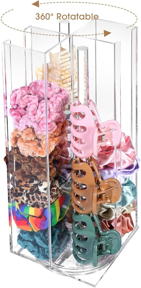 OAOLEER Acrylic Scrunchie Holder Claw Clip Organizer, Hair Ties Display Stand, 4 Tier Hair Access... | Amazon (US)