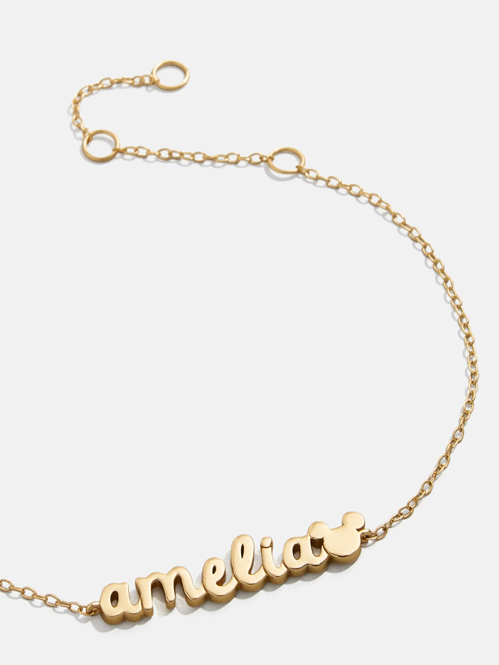 Disney Mickey Mouse 18K Gold Plated Sterling Silver Custom Nameplate Bracelet - Gold | BaubleBar