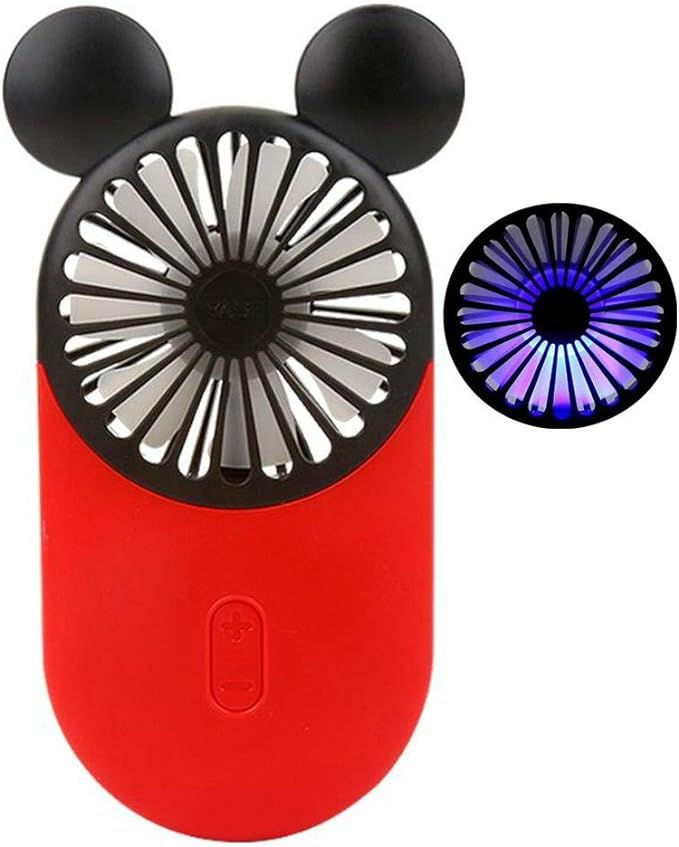 Kbinter Cute Personal Mini Fan, Handheld & Portable USB Rechargeable Fan with Beautiful LED Light... | Amazon (US)