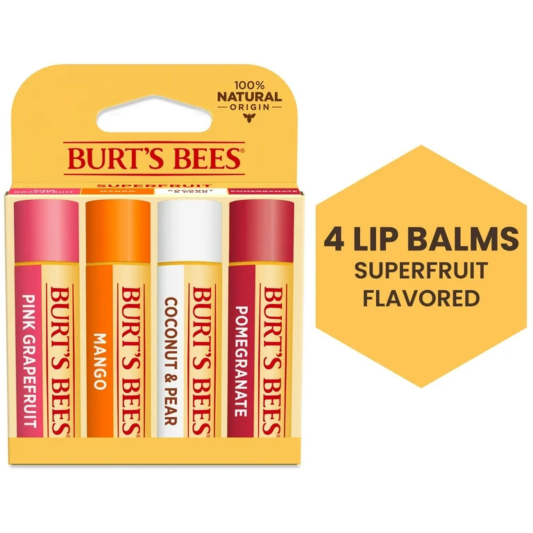 Burt's Bees 100% Natural Moisturizing Lip Balm with Beeswax, Superfruit, 4 Count | Walmart (US)