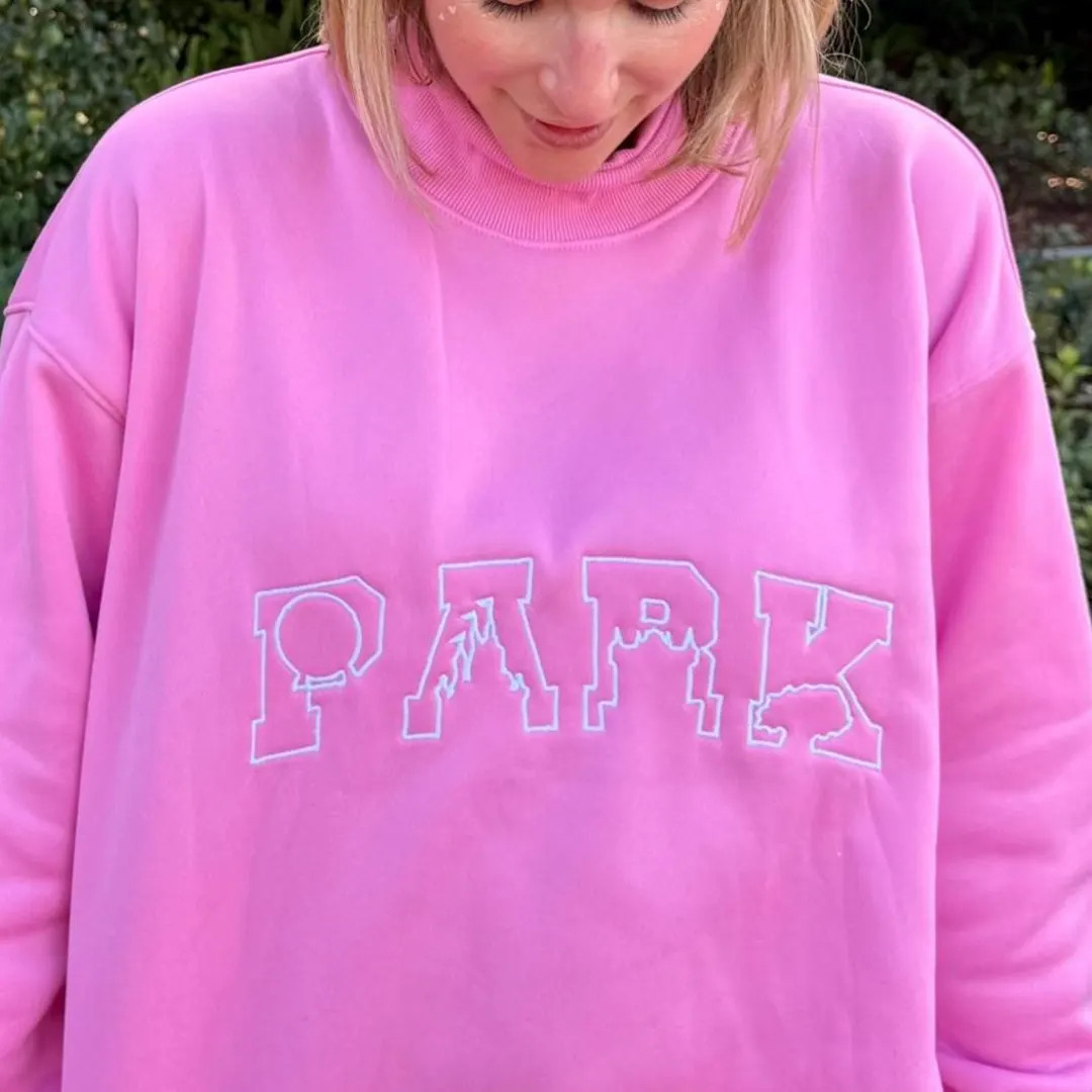 Park Embroidered Mockneck Sweatshirt Pink | Cozy Unisex Park Day Sweatshirt | Embroidered Park Lo... | Etsy (US)