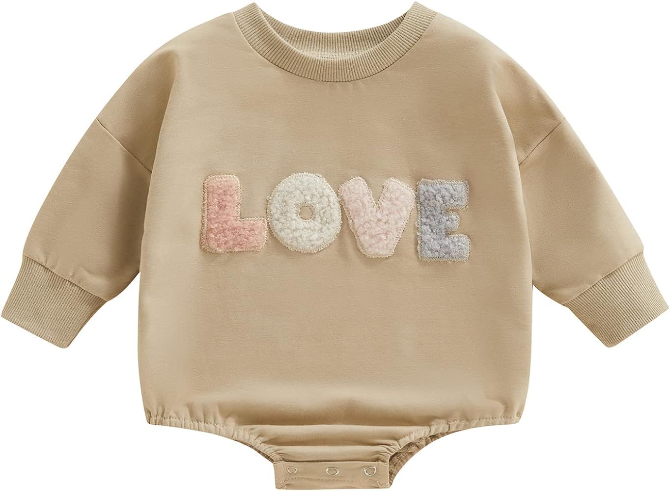 NaranjaBurbuja Baby Boy Girl Easter Outfit Infant Oversized Bunny Sweatshirt Romper Bodysuit Bubb... | Amazon (US)