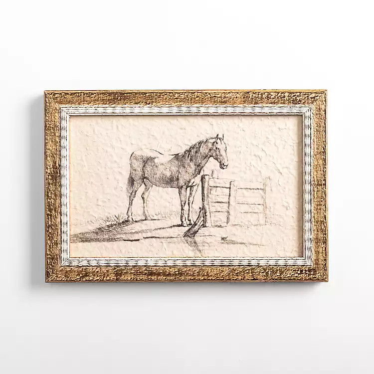 Antique Horse Sketch Framed Art Print | Kirklands