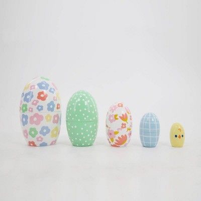 5pc Wooden Nesting Easter Egg Figurine Set - Spritz™ | Target