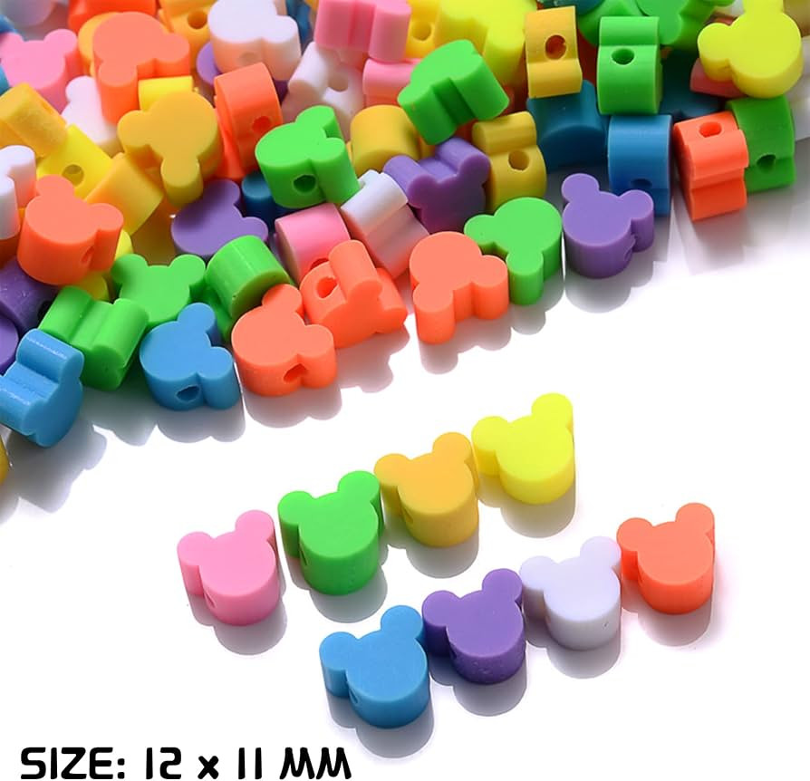 100 Pcs Mickey Polymer Clay Beads Mixed Heishi Spacer Beads Supplies for DIY Bracelet Earring Nec... | Amazon (US)