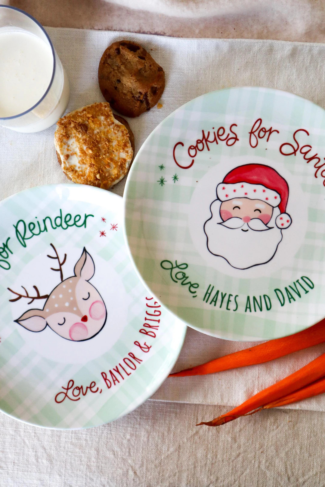 Ceramic Personalized Santa Cookie & Reindeer Plate Set, Christmas Tradition - Etsy | Etsy (US)