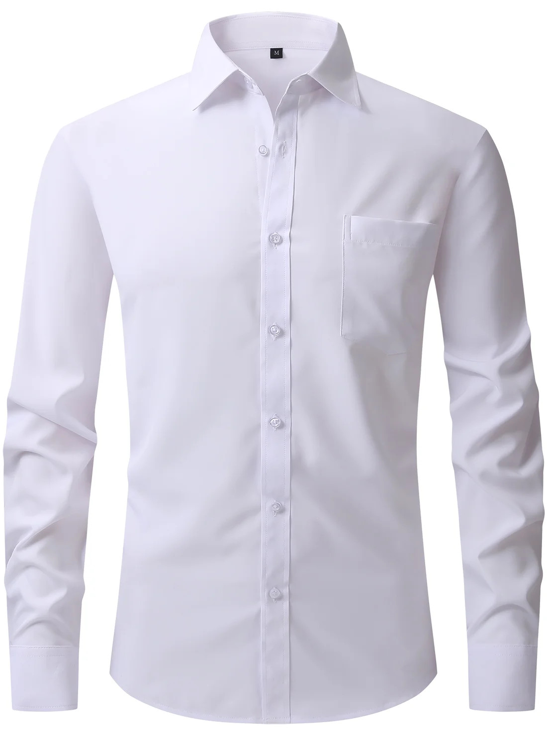 Hood Crew Men's Long Sleeve Dress Shirts with Pocket Button Down Shirts White S | Walmart (US)