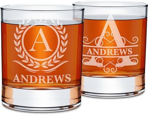 On The Rox Drinks Personalized Whiskey, Bourbon Monogram Glass Gifts - 11 oz Name Monogram Scotch... | Amazon (US)