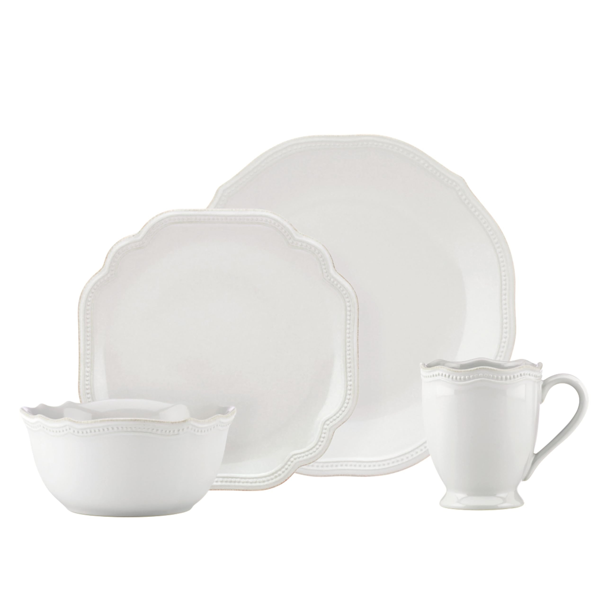 Lenox White French Perle Bead 4Pc Place Setting, 6.45 LB | Amazon (US)