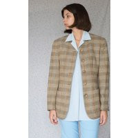 Vintage Check Collarless Wool Blazer | Etsy (US)