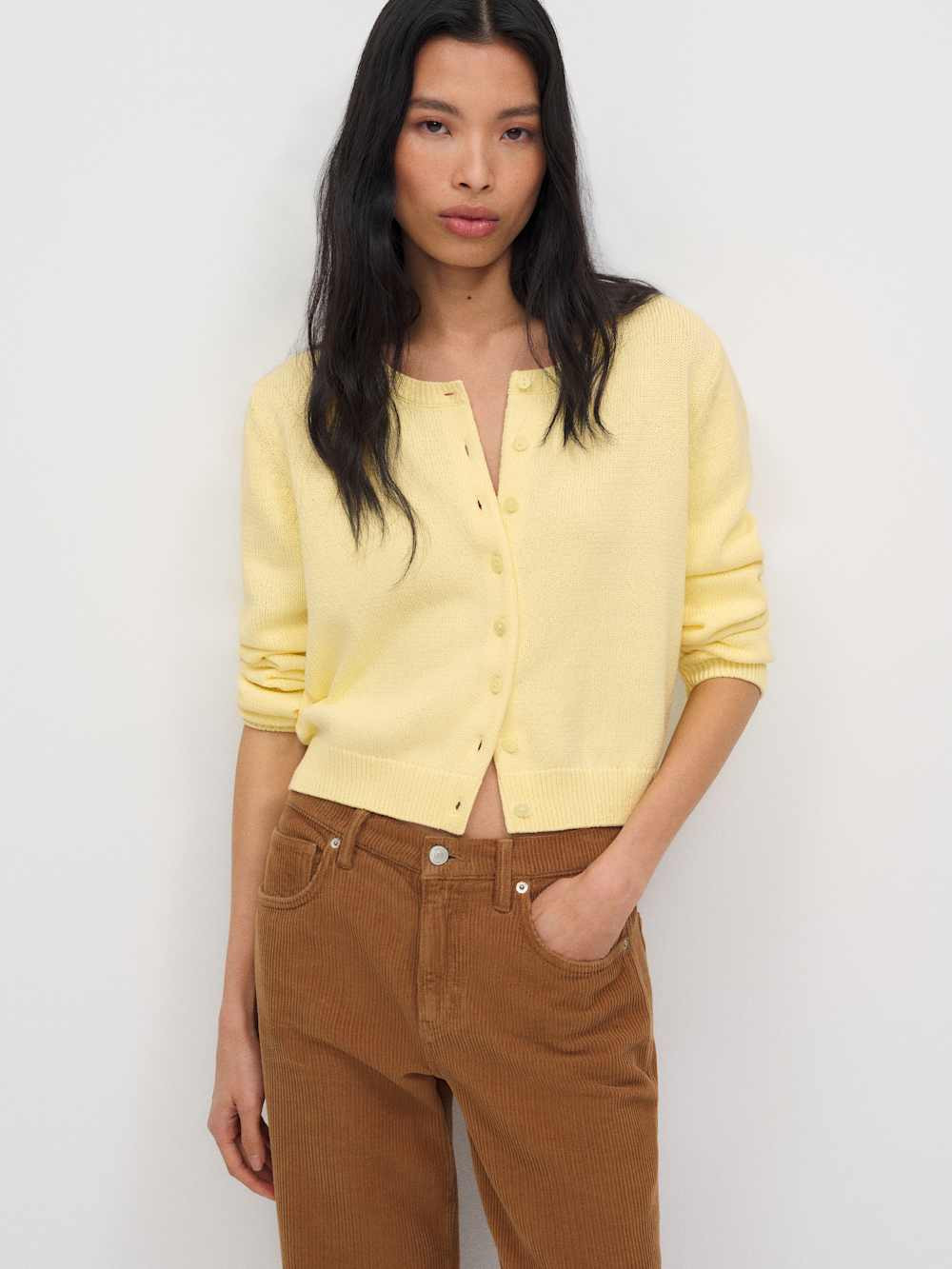 Clara Cotton Crew Cardigan | Reformation (Global)