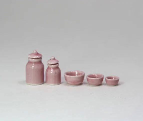 Dollhouse Miniature Pink Ceramic Kitchen Canister and Bowl Set | Etsy (CAD)