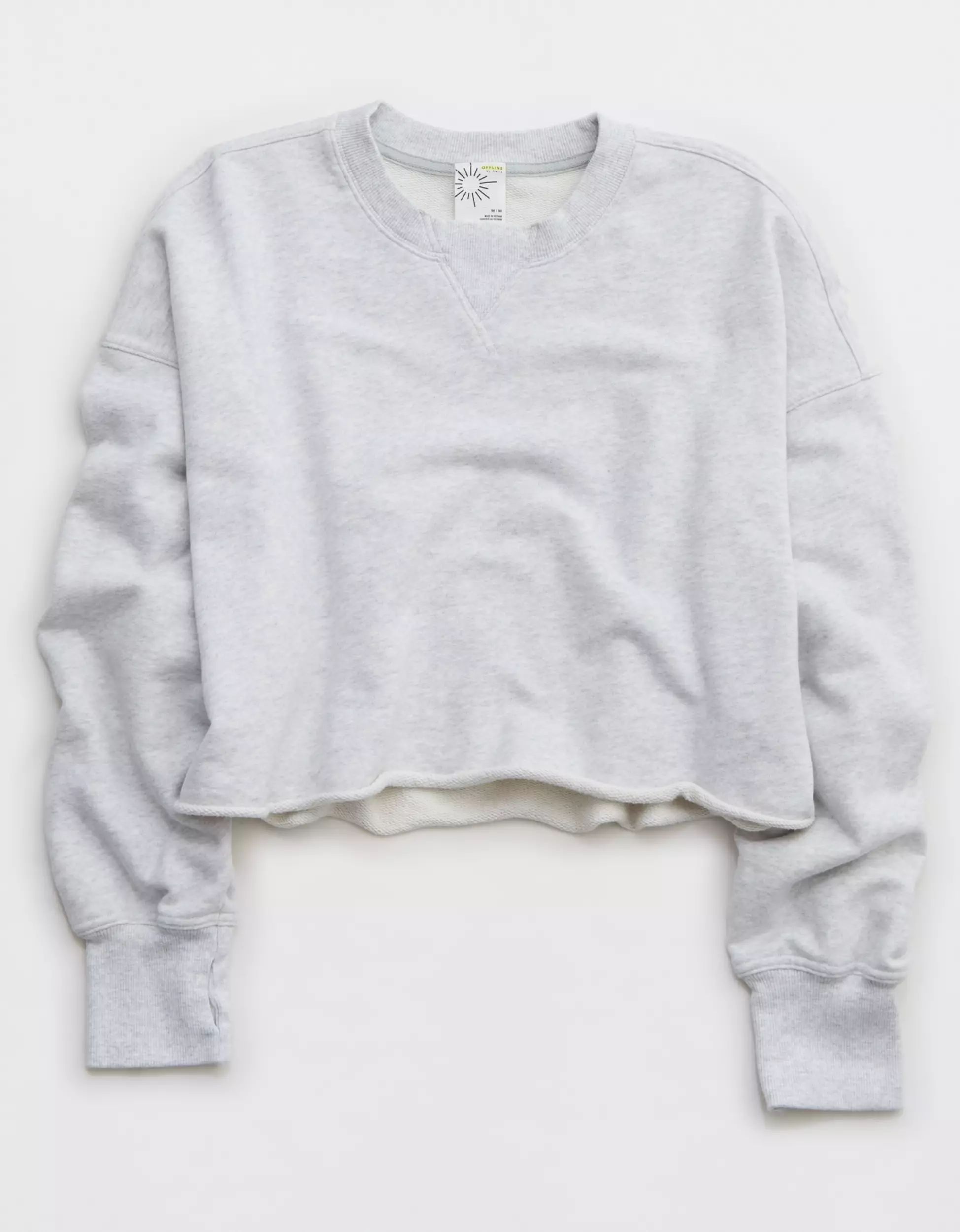 OFFLINE By Aerie Throw-Back Cropped Crewneck Sweatshirt | Aerie