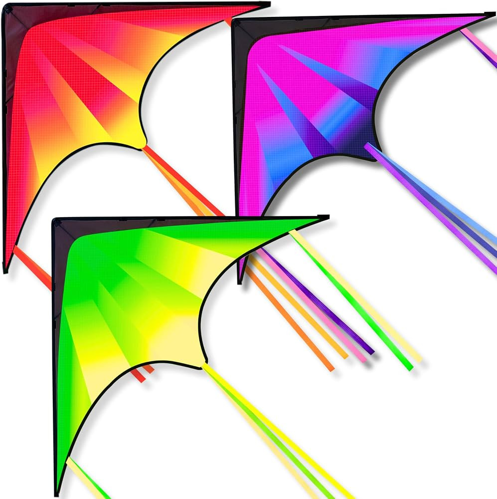 JOYIN 3 Packs Large Delta Kite Gradient Rainbow, Easy to Fly Huge for Kids and Adults, Large Delt... | Amazon (US)