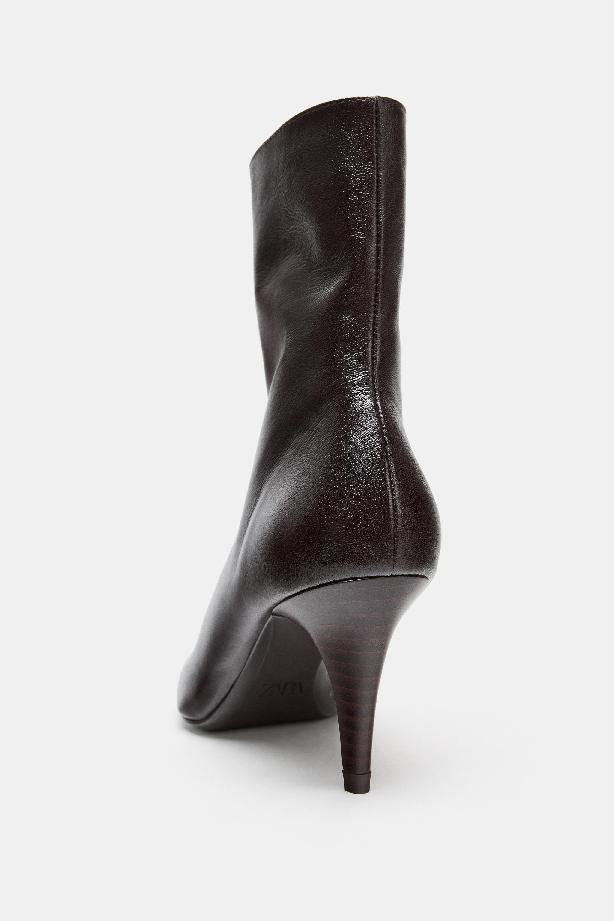 LEATHER HEELED ANKLE BOOTS | Zara UK