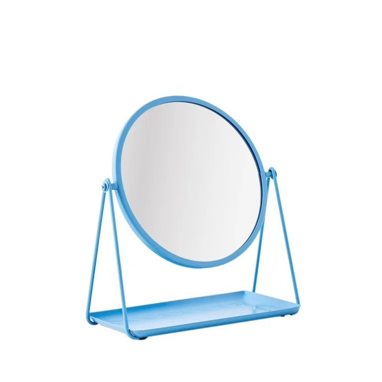 Mainstays by Becky G. & Alejandra Round Tabletop Mirror with Metal Tray, Blue | Walmart (US)