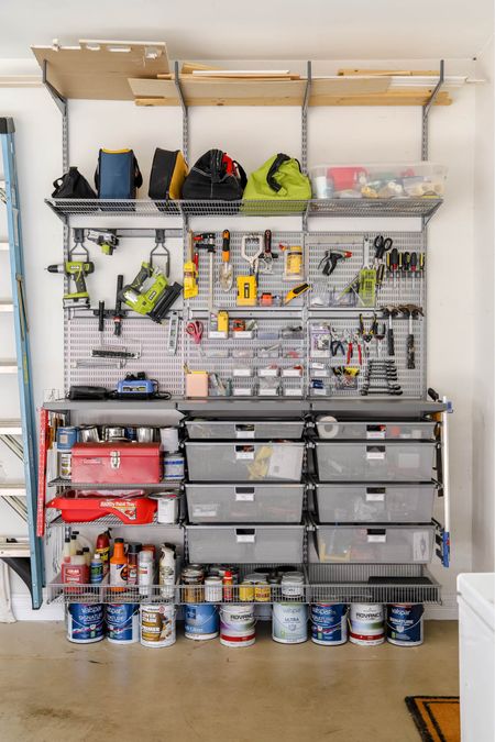 I used a variety of organizational groupings  to put together our garage utility bench and storage.

#LTKhome