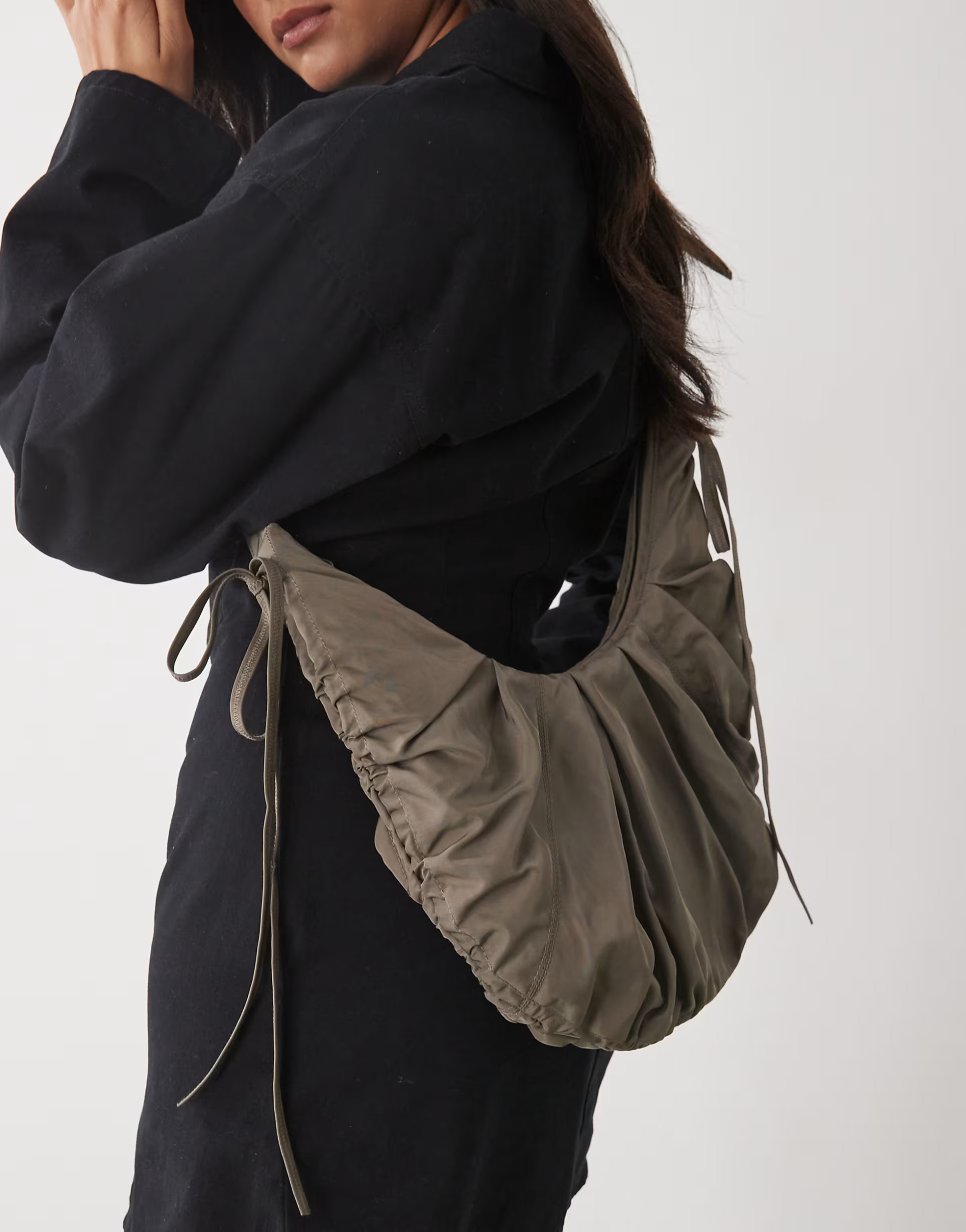 Weekday crossbody ruched bag in beige | ASOS (Global)