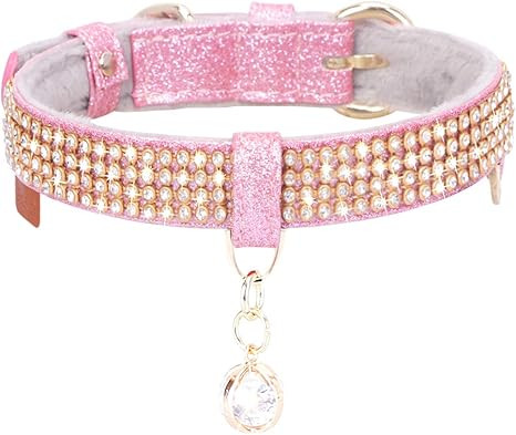 PetsHome Cat Collar, Dog Collar, [Bling Rhinestones] Premium PU Leather with Pendant Adjustable C... | Amazon (US)