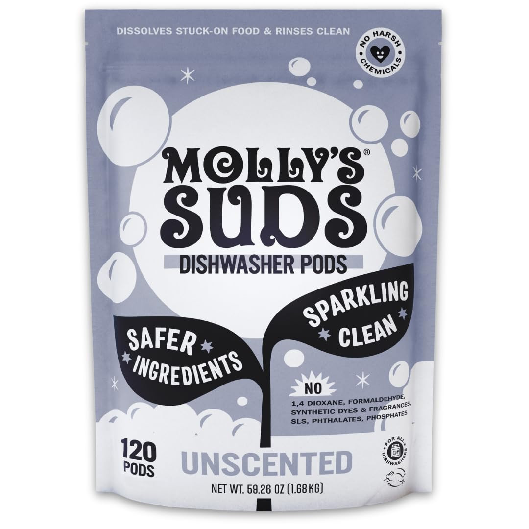 Molly's Suds Dishwasher Pods | Clean Dishwasher Detergent, Cuts Grease & Rinses Clean (Residue-Fr... | Amazon (US)