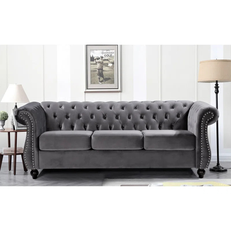 Felder 82.6" Velvet Rolled Arm Sofa | Wayfair North America