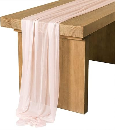 Ling's Moment 14Ft Blush Sheer Chiffon Like Table Runner with Silver Sparkle Dusty Pink Table Run... | Amazon (US)