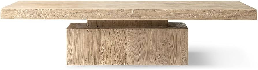 Jennifer Taylor Home Calder 60" Solid Reclaimed Elm Block Plinth Coffee Table, Heritage Light Nat... | Amazon (US)