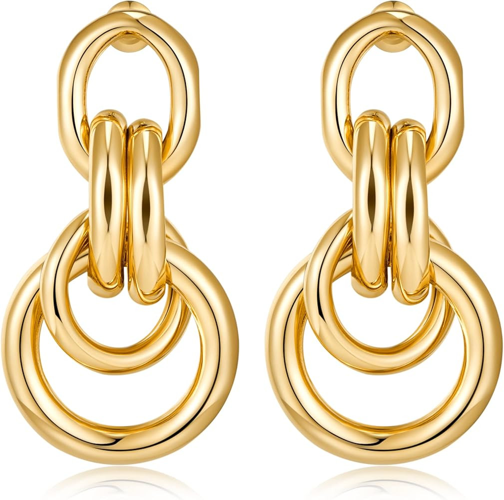 Gold Geometric Drop Dangle Earrings for Women Long Link Dangle Earrings Jewelry Gift | Amazon (US)