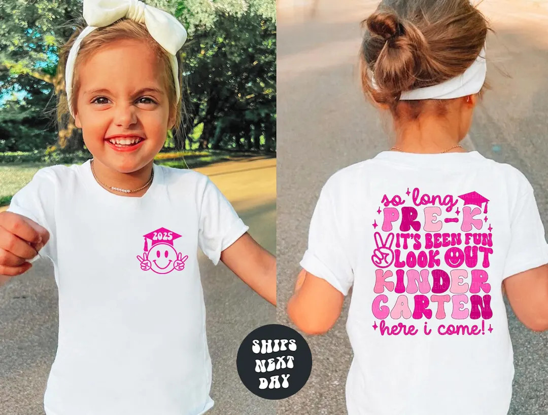 PRE-K Graduation Shirt Last Day of School Tee Girls T-shirt PreK Graduation Gift Hello Kindergart... | Etsy (US)
