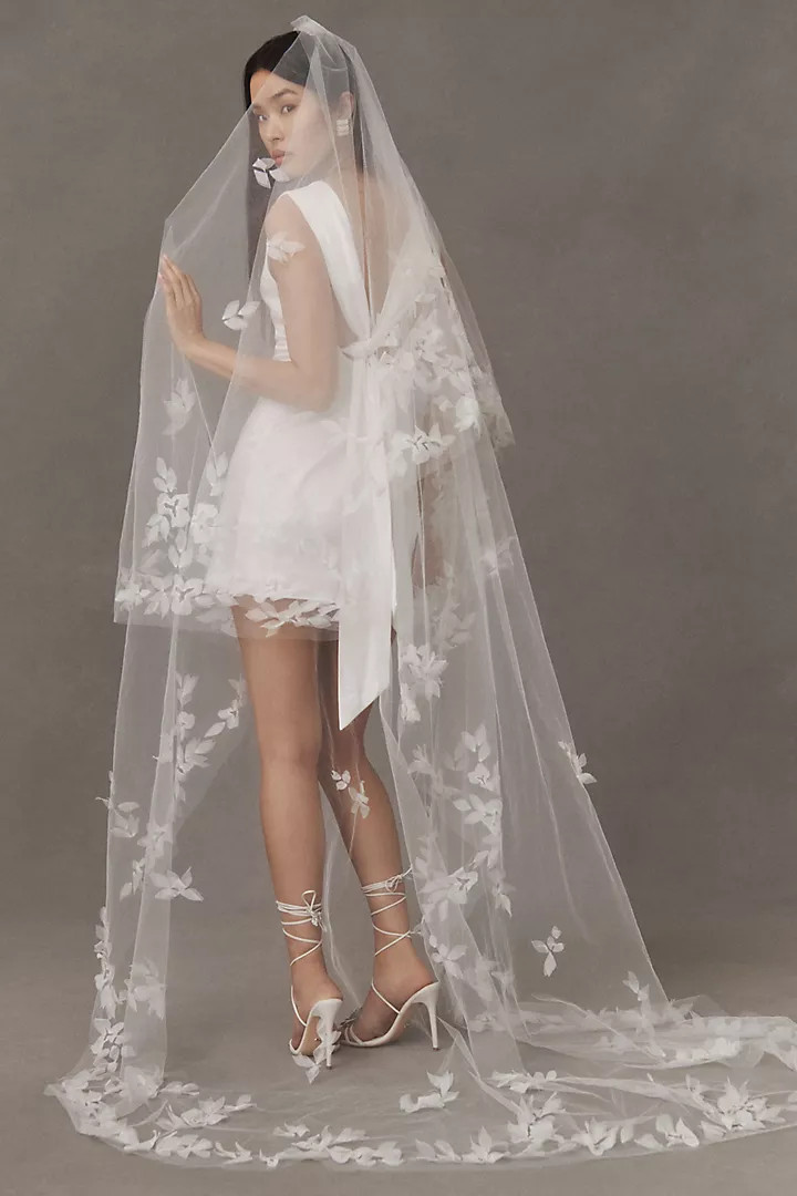 Enaura 3D Floral Cathedral Veil | Anthropologie (US)