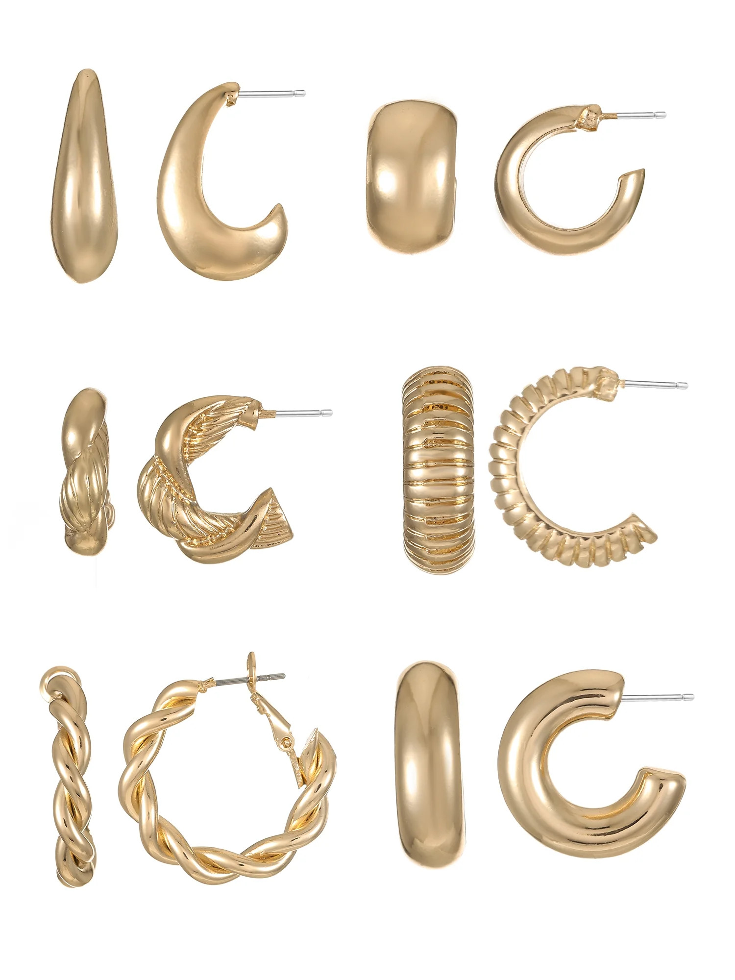 No Boundaries 6pc Gold-Tone Earring Set | Walmart (US)