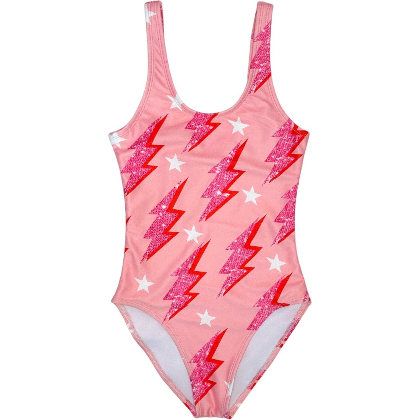 Shiny Sugar Flash Sleeveless One-Piece Swimsuit, Pink | Maisonette