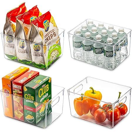Pack Of 4 Plastic Kitchen Organization Pantry Storage Bins - Fridge Organizer, Cabinet Organizers... | Amazon (US)